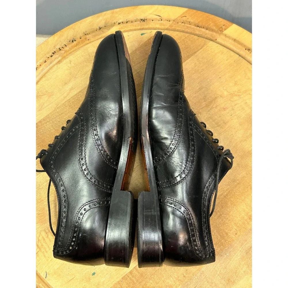 Nunn Bush Dress Shoes Men 9W Black Leather Wingtip Brogue Dressflex 81195-01